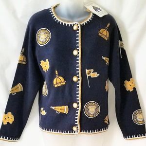 NWT Notre Dame Blue Gold Vtg Cardigan Sweater M